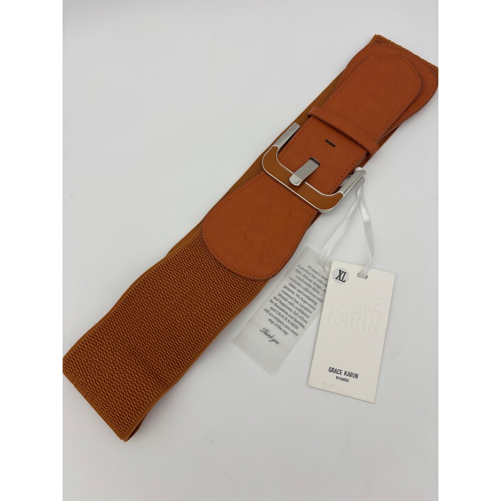GRACE KARIN Wide Orange Belt Accessory‎ Womens Elastic Stretch Big Buckle NEW XL - Picture 8 of 13
